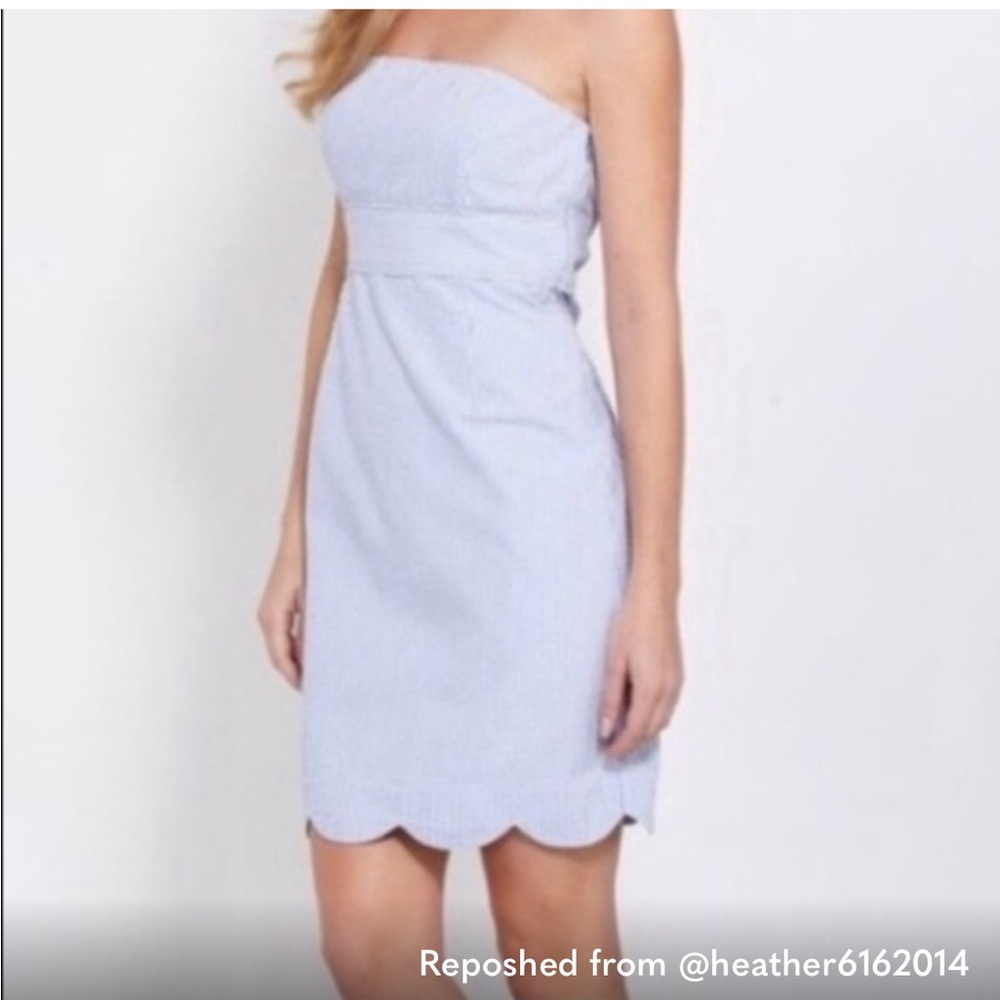 Vineyard Vines Seersucker Scallop Stripe Dress 4
